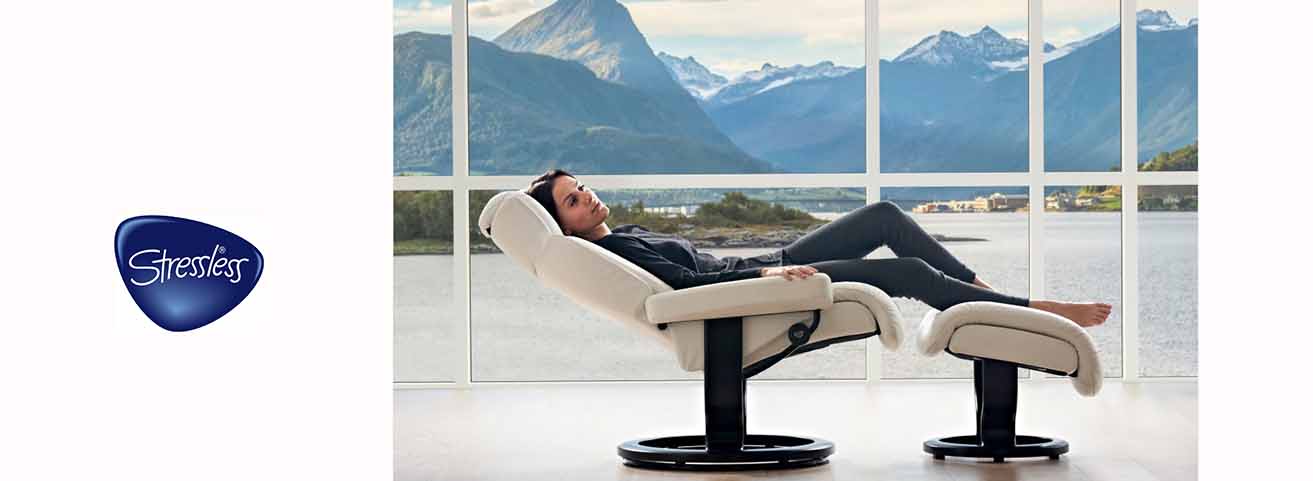 Stressless Magic recliner with a view of Ikornnes