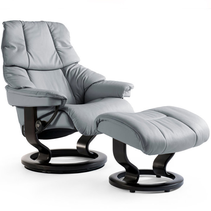 stressless reno recliner chair clasic base leather paloma metal gray
