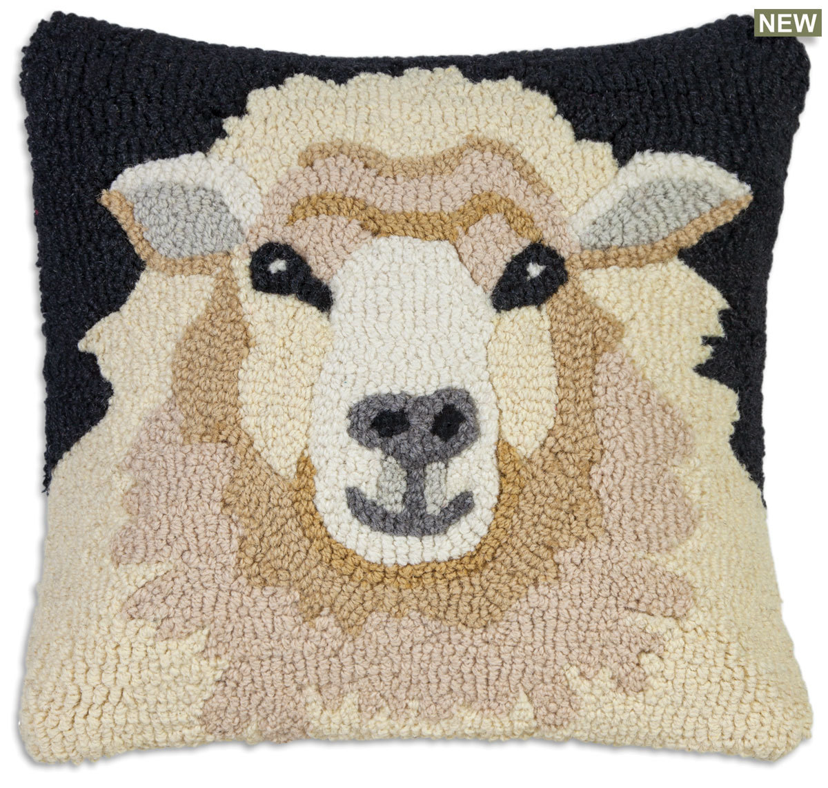 sheep face on black chandler 4 corners throw pillow