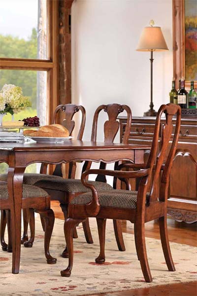stickley finger lakes waterloo dining table queen anne chairs