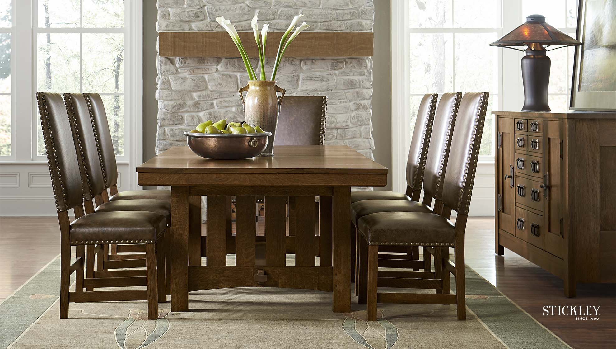 grand trestle dining table and chairs