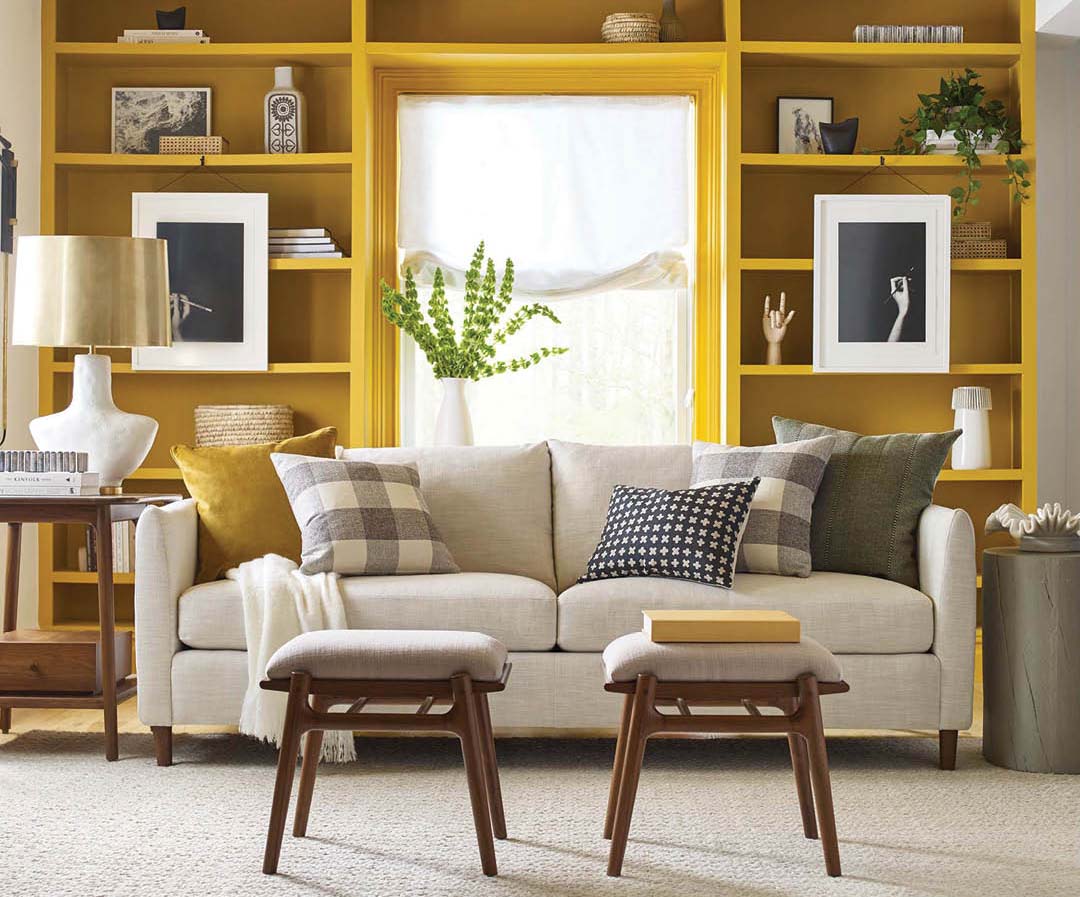 stickley sofa yellow room